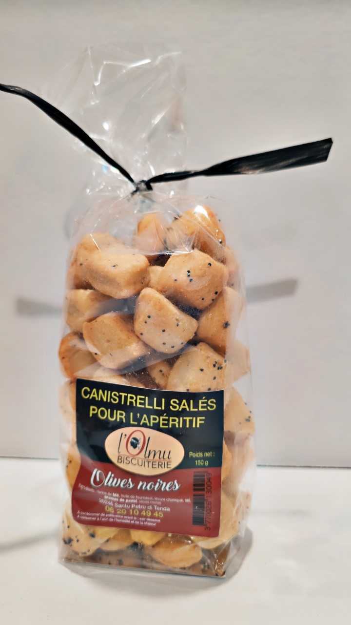 CANISTRELLI SALES POUR L'APERITIF OLIVES NOIRES 150 GR-corse CANISTRELLI SALES POUR L'APERITIF OLIVES NOIRES 150 GR