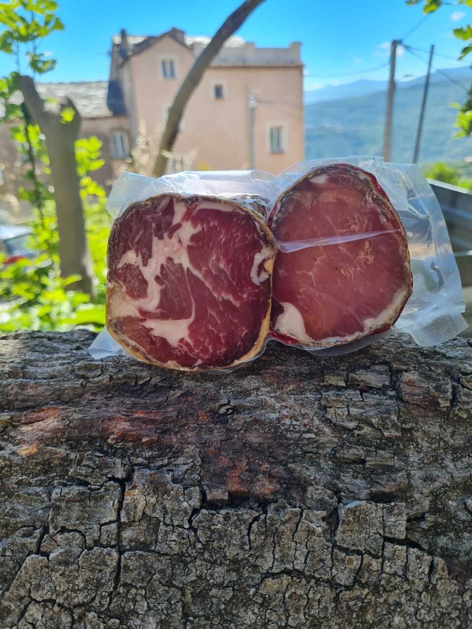 DUO DE CHARCUTERIE COPPA/LONZO A LA PIECE ( ENTRE 500 et 600 GR)-corse DUO DE CHARCUTERIE COPPA/LONZO A LA PIECE ( ENTRE 500 et 600 GR)