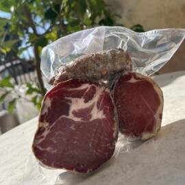 TRIO DE CHARCUTERIE COPPA/LONZU/SAUCISSE  A LA PIECE ( ENTRE 600 et 700 GR)